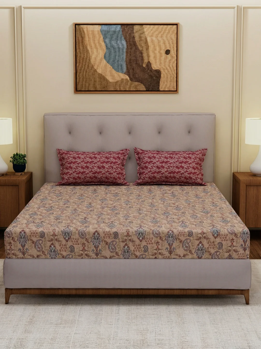 MOCA by Monte Carlo 120 TC Polycotton Double Bed Bedsheet with 2 Pillow Covers Paradise Collection - Image 3