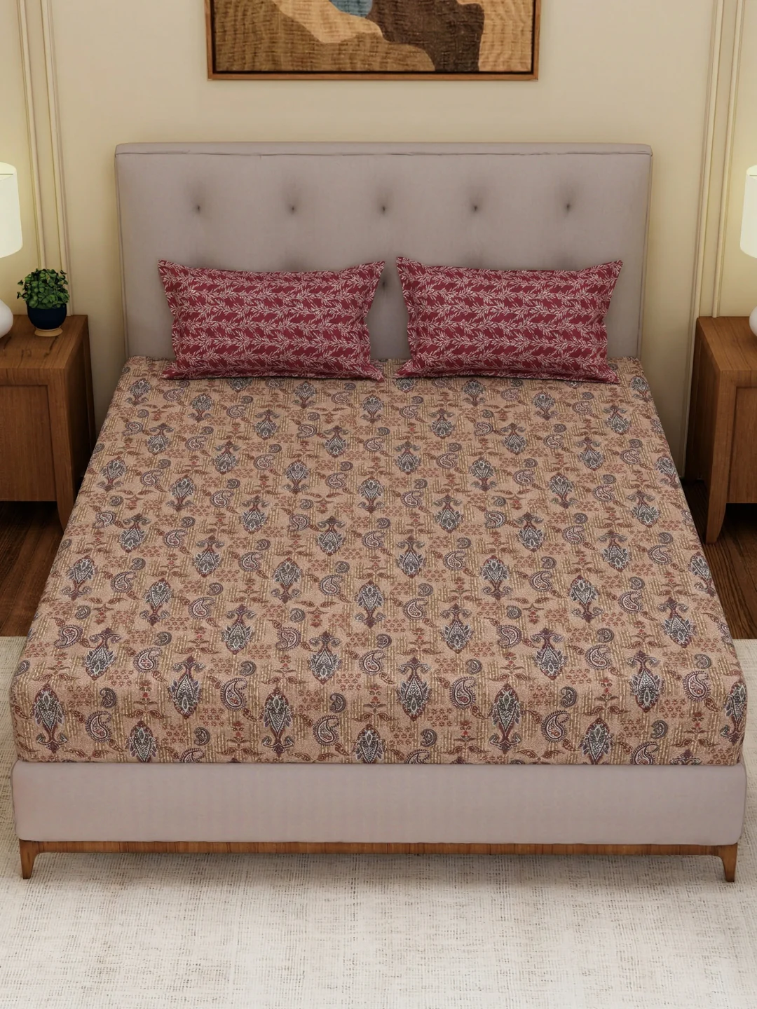 MOCA by Monte Carlo 120 TC Polycotton Double Bed Bedsheet with 2 Pillow Covers Paradise Collection - Image 4