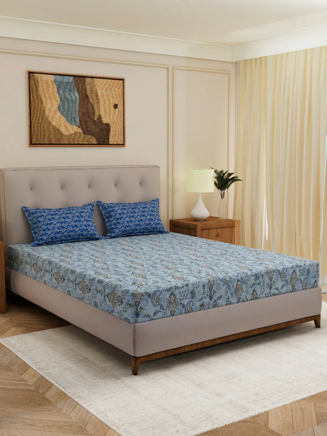 MOCA by Monte Carlo 120 TC Polycotton Double Bed Bedsheet with 2 Pillow Covers Paradise Collection - Image 2