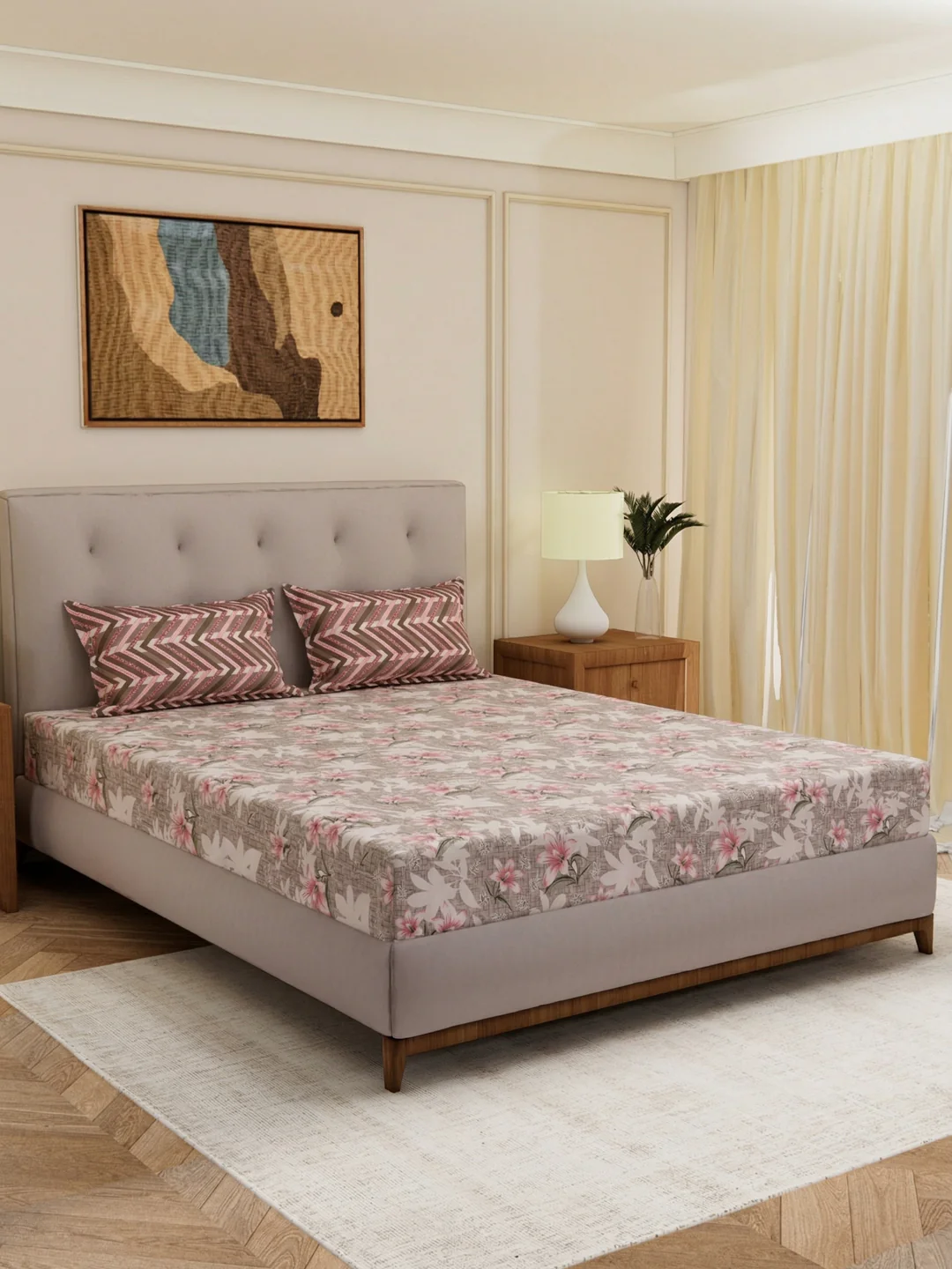 MOCA by Monte Carlo 120 TC Polycotton Double Bed Bedsheet with 2 Pillow Covers Paradise Collection - Image 2