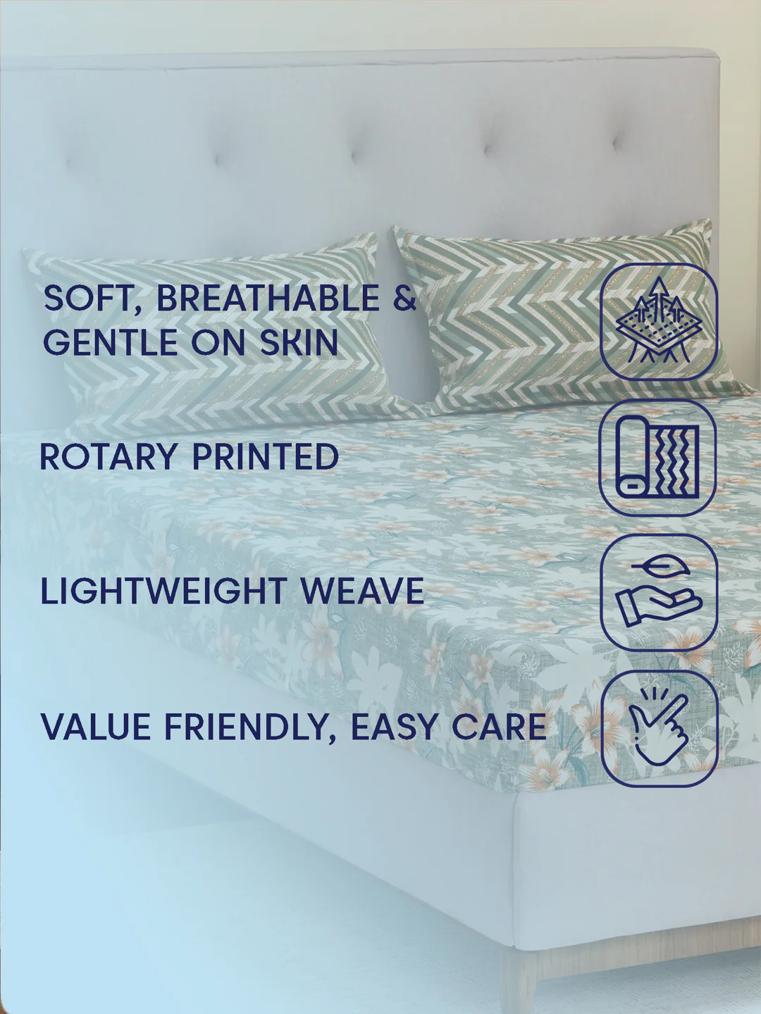 MOCA by Monte Carlo 120 TC Polycotton Double Bed Bedsheet with 2 Pillow Covers Paradise Collection - Image 9