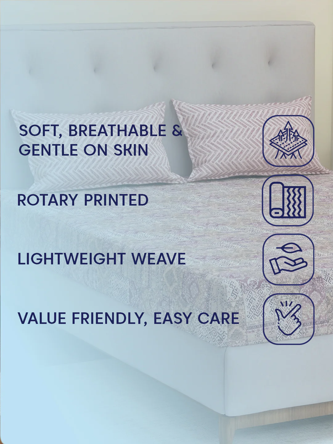 MOCA by Monte Carlo 120 TC Polycotton Double Bed Bedsheet with 2 Pillow Covers Paradise Collection - Image 9