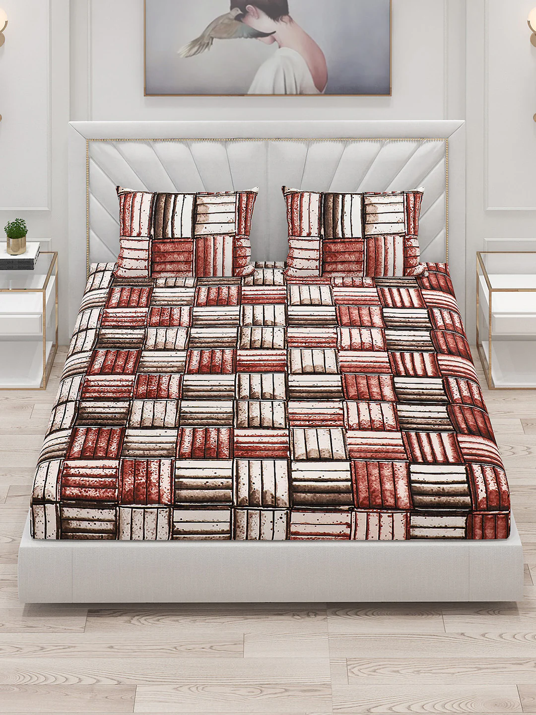 125 GSM Polyester Double Bed Bedsheet with 2 Pillow Covers - Image 2