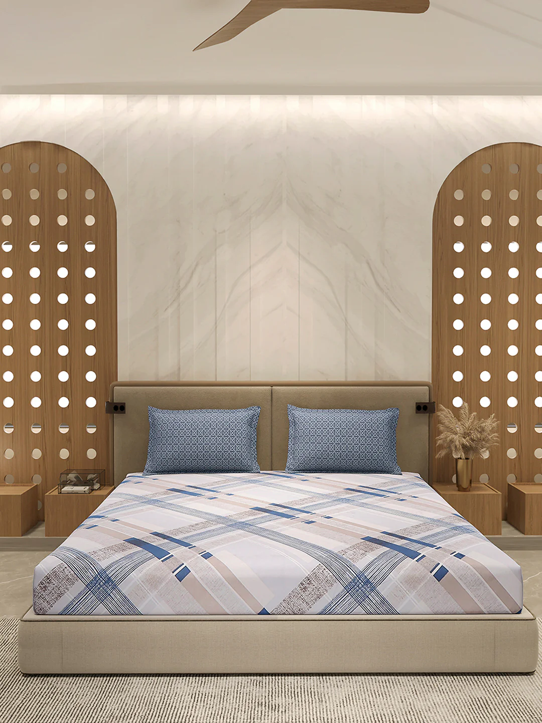 130 GSM Polyester Double Bed 1 Bedsheet with 2 Pillow Cover (Immortal) - Image 3