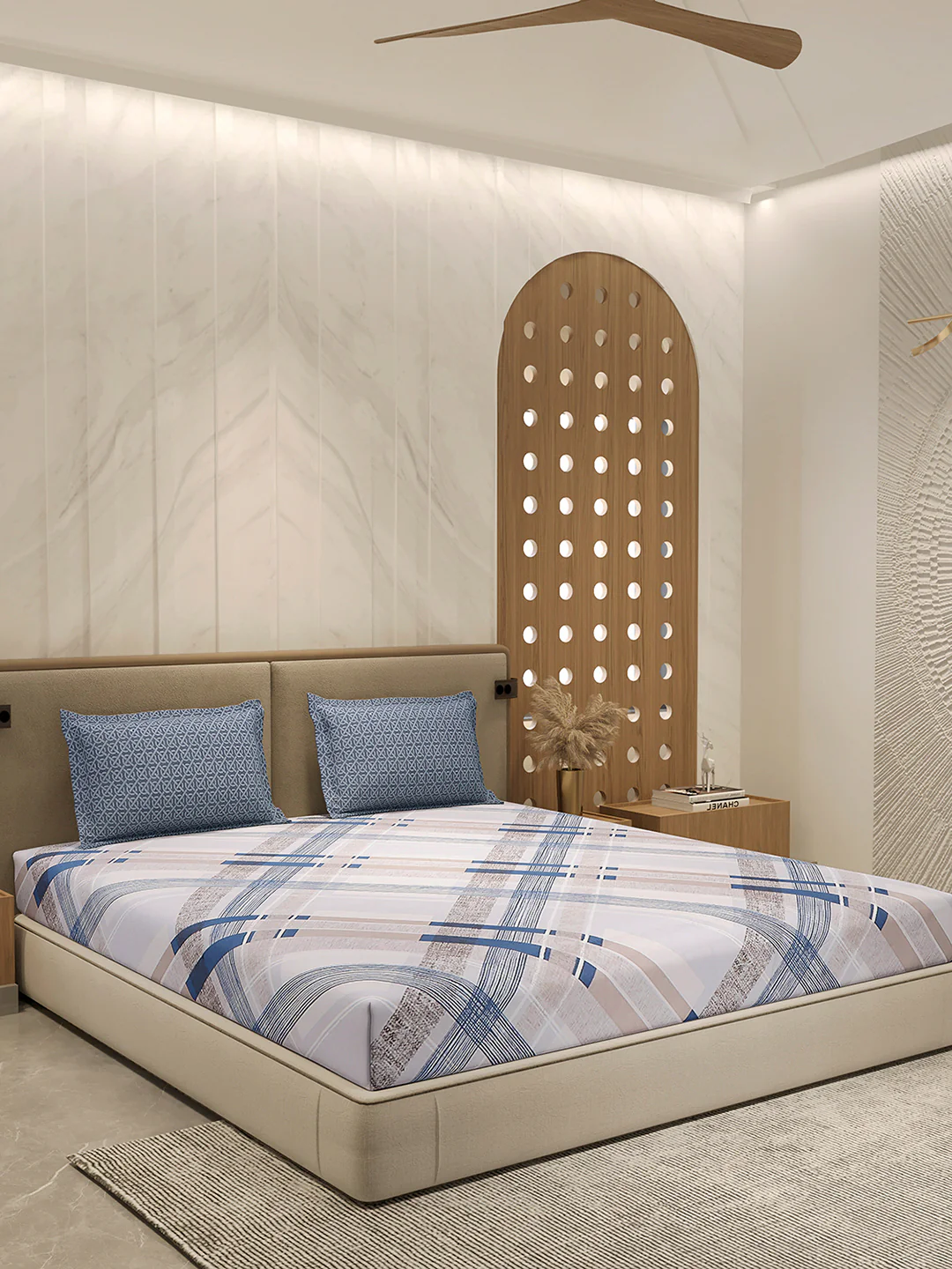 130 GSM Polyester Double Bed 1 Bedsheet with 2 Pillow Cover (Immortal) - Image 4