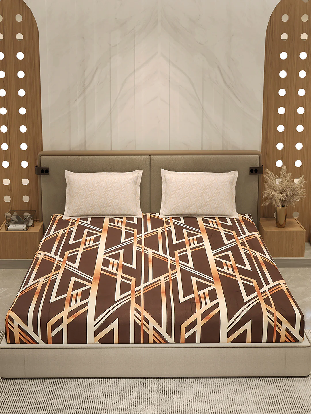 130 GSM Polyester Double Bed 1 Bedsheet with 2 Pillow Cover (Immortal) - Image 2