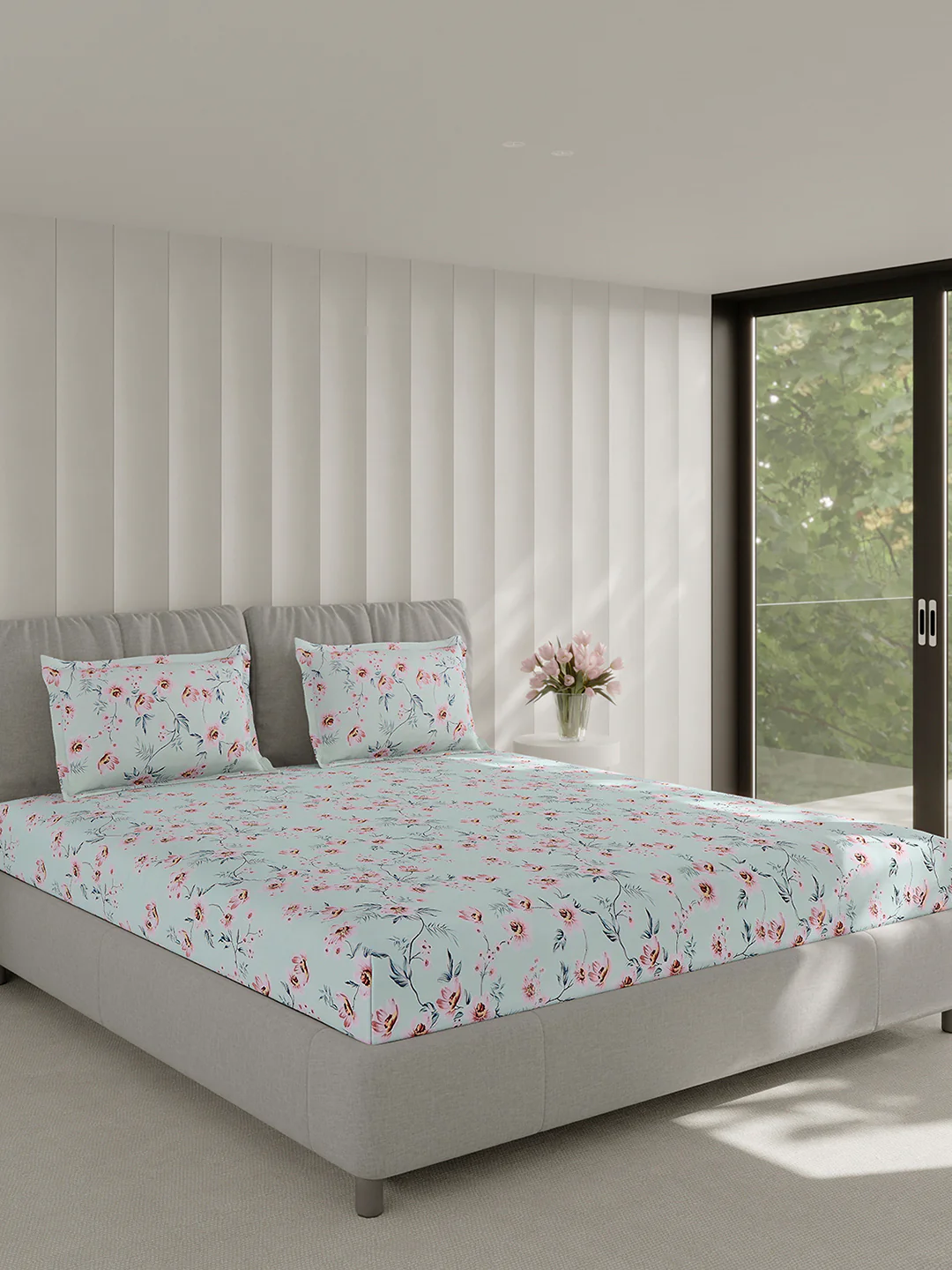 130 GSM Polyester Double Bed 1 Bedsheet with 2 Pillow Covers (Fashnik) - Image 4