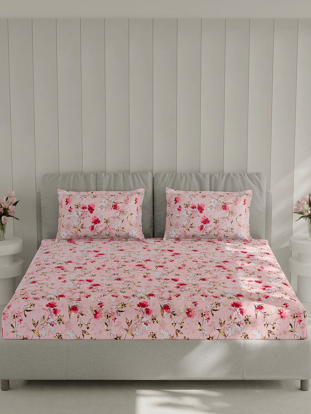 130 GSM Polyester Double Bed 1 Bedsheet with 2 Pillow Covers (Fashnik) - Image 3
