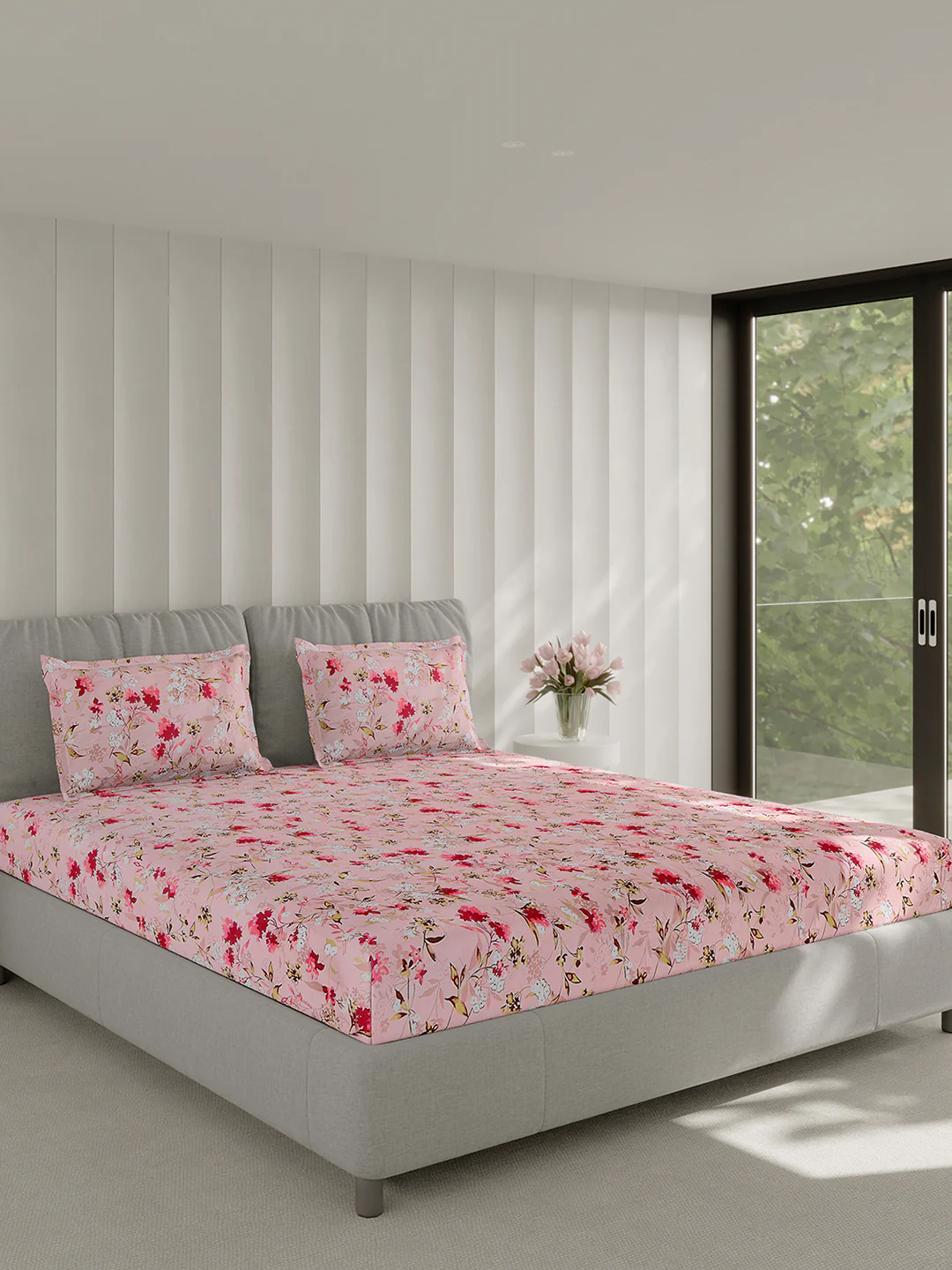 130 GSM Polyester Double Bed 1 Bedsheet with 2 Pillow Covers (Fashnik) - Image 4