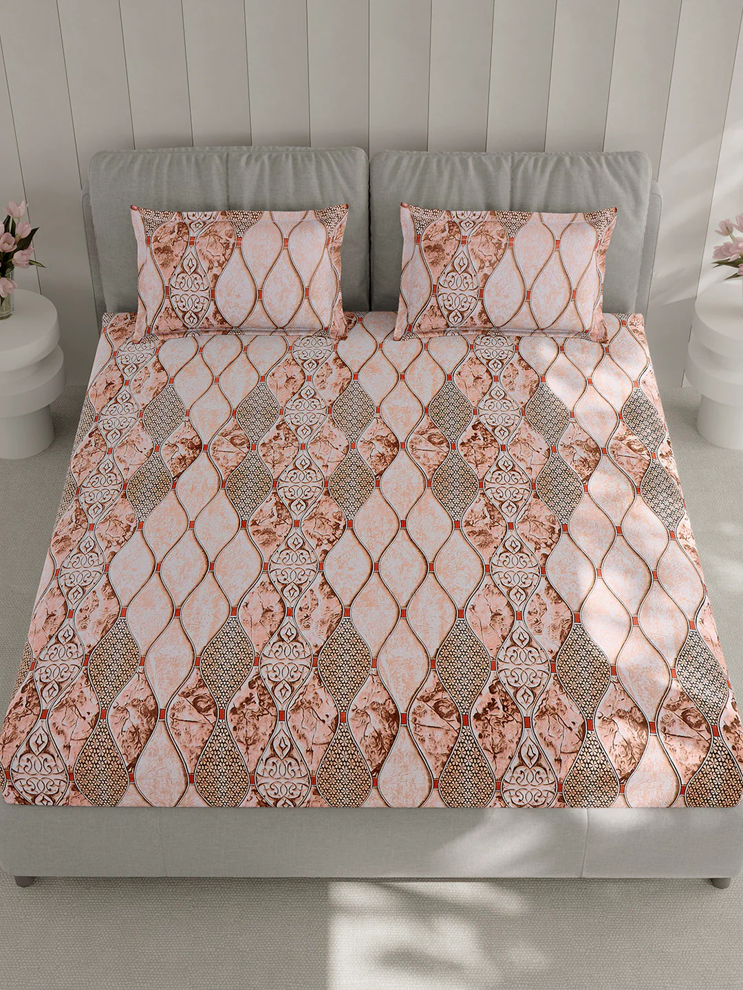 130 GSM Polyester Double Bed 1 Bedsheet with 2 Pillow Covers (Fashnik) - Image 2