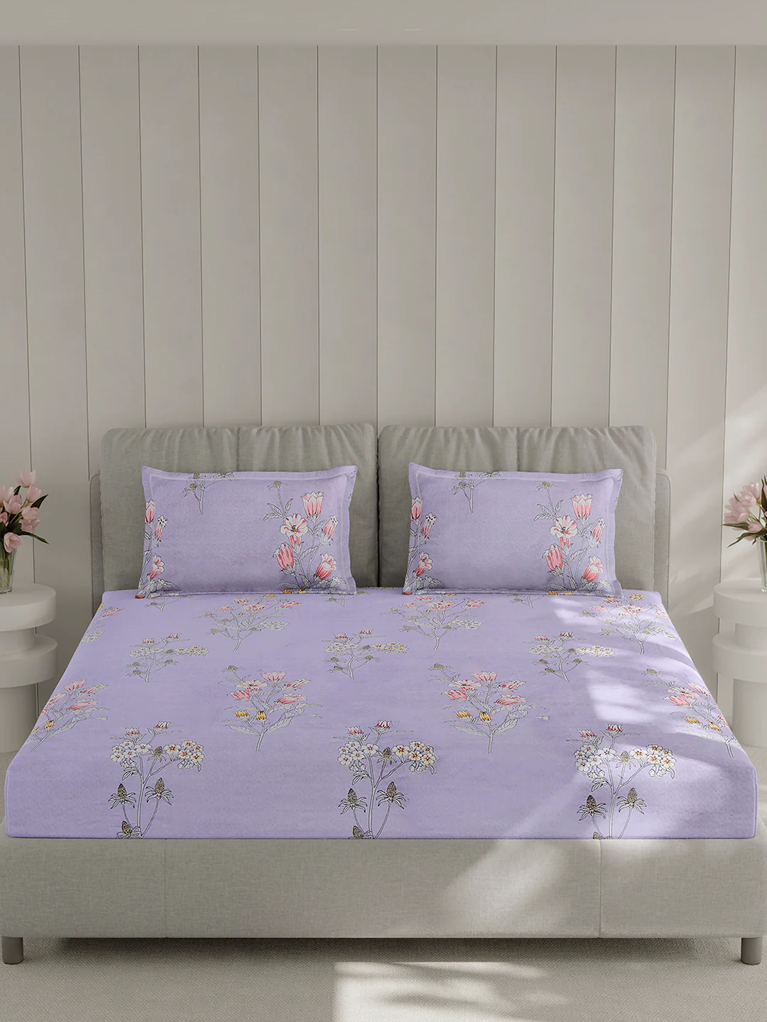 130 GSM Polyester Double Bed 1 Bedsheet with 2 Pillow Covers (Fashnik) - Image 3