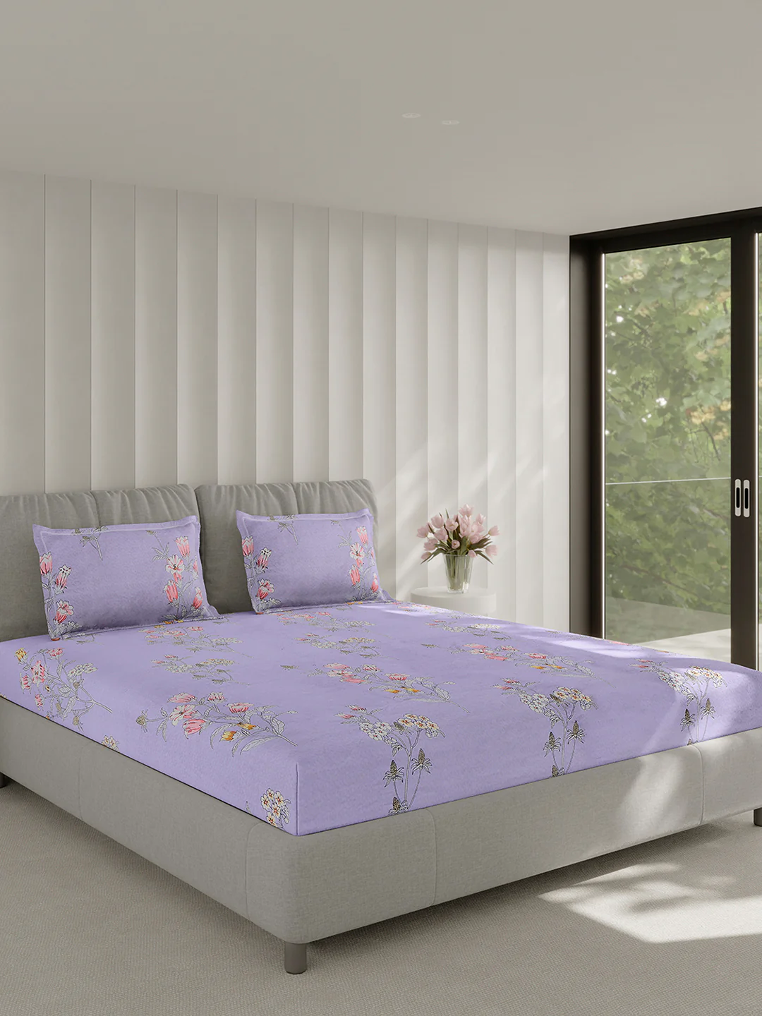130 GSM Polyester Double Bed 1 Bedsheet with 2 Pillow Covers (Fashnik) - Image 4