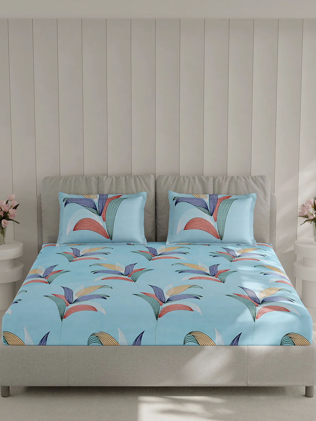 130 GSM Polyester Double Bed 1 Bedsheet with 2 Pillow Covers (Fashnik) - Image 3