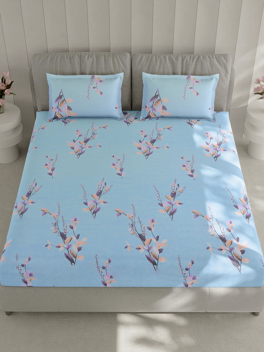 130 GSM Polyester Double Bed 1 Bedsheet with 2 Pillow Covers (Fashnik) - Image 2