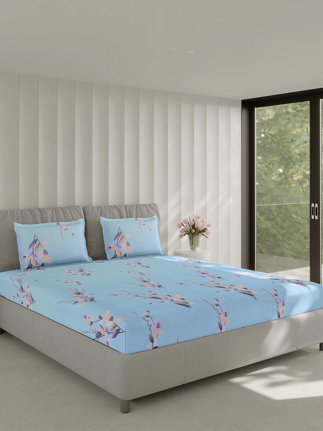 130 GSM Polyester Double Bed 1 Bedsheet with 2 Pillow Covers (Fashnik) - Image 4