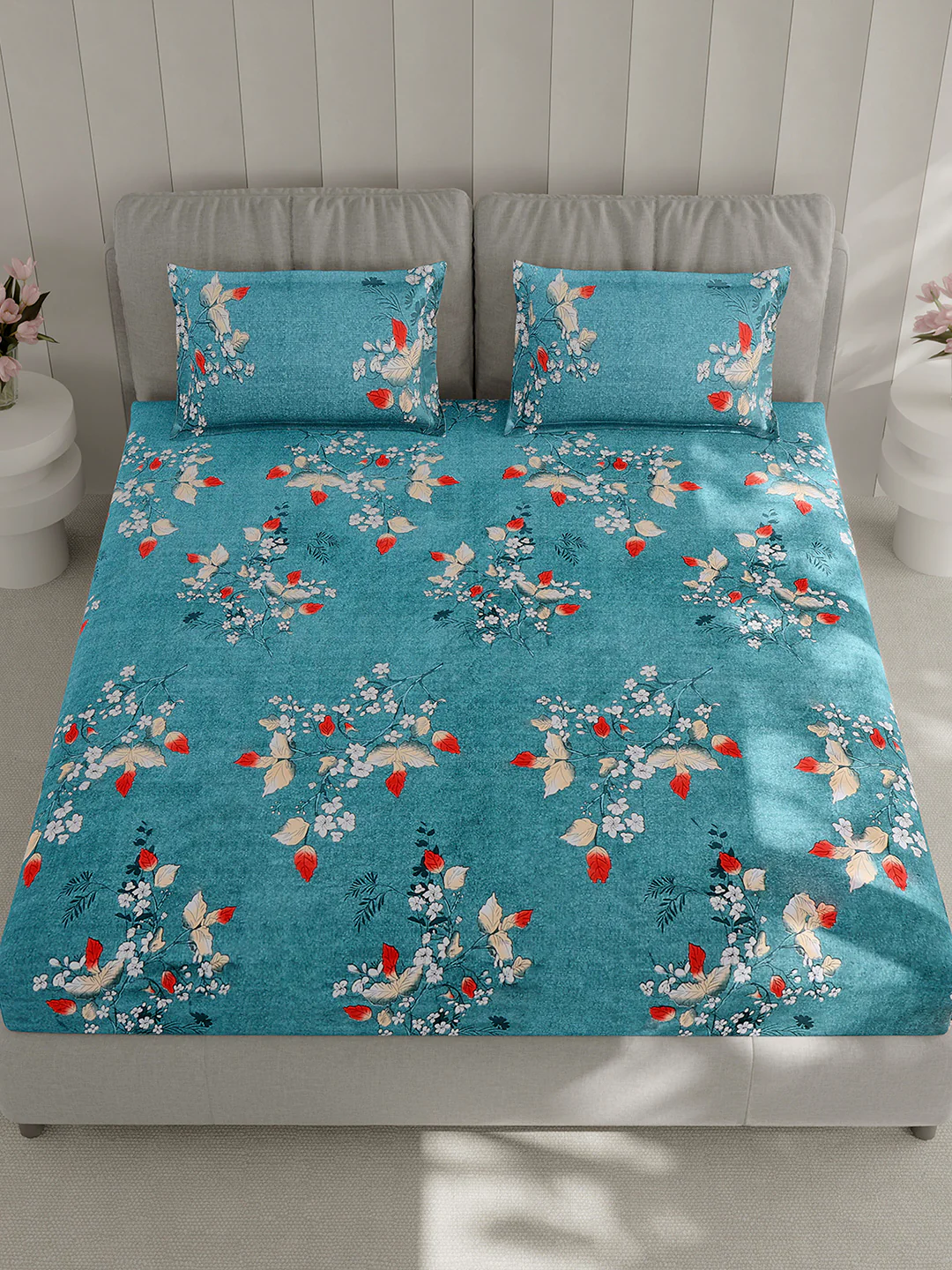 130 GSM Polyester Double Bed 1 Bedsheet with 2 Pillow Covers (Fashnik) - Image 2