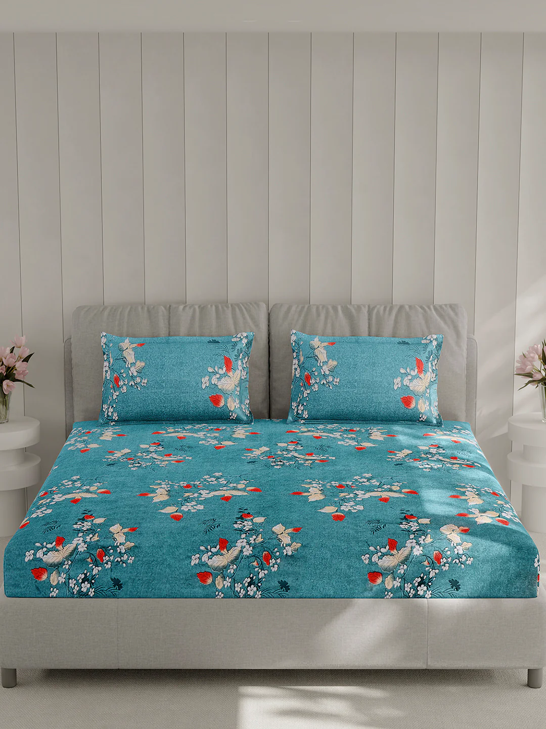 130 GSM Polyester Double Bed 1 Bedsheet with 2 Pillow Covers (Fashnik) - Image 3