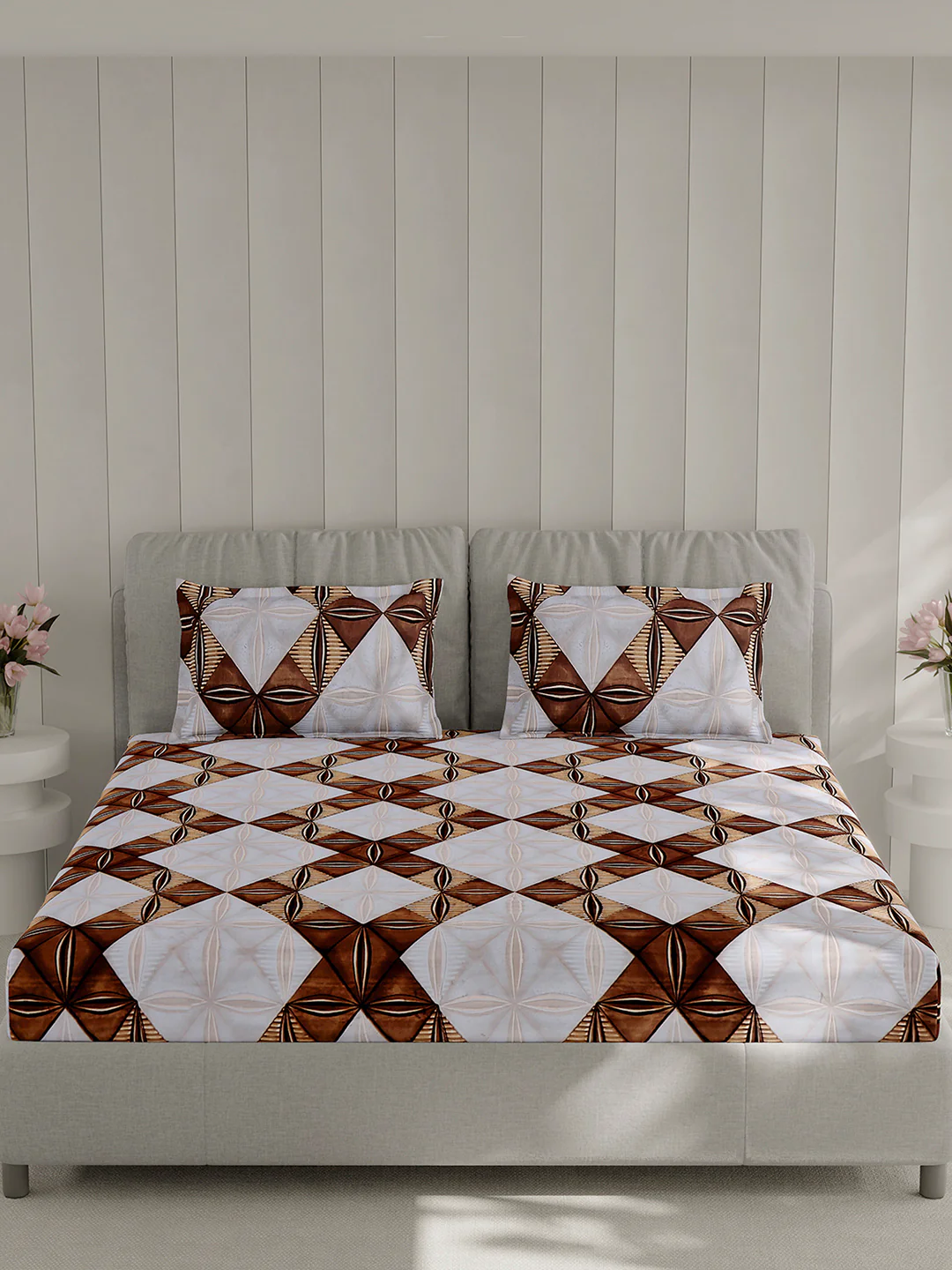 130 GSM Polyester Double Bed 1 Bedsheet with 2 Pillow Covers (Fashnik) - Image 3