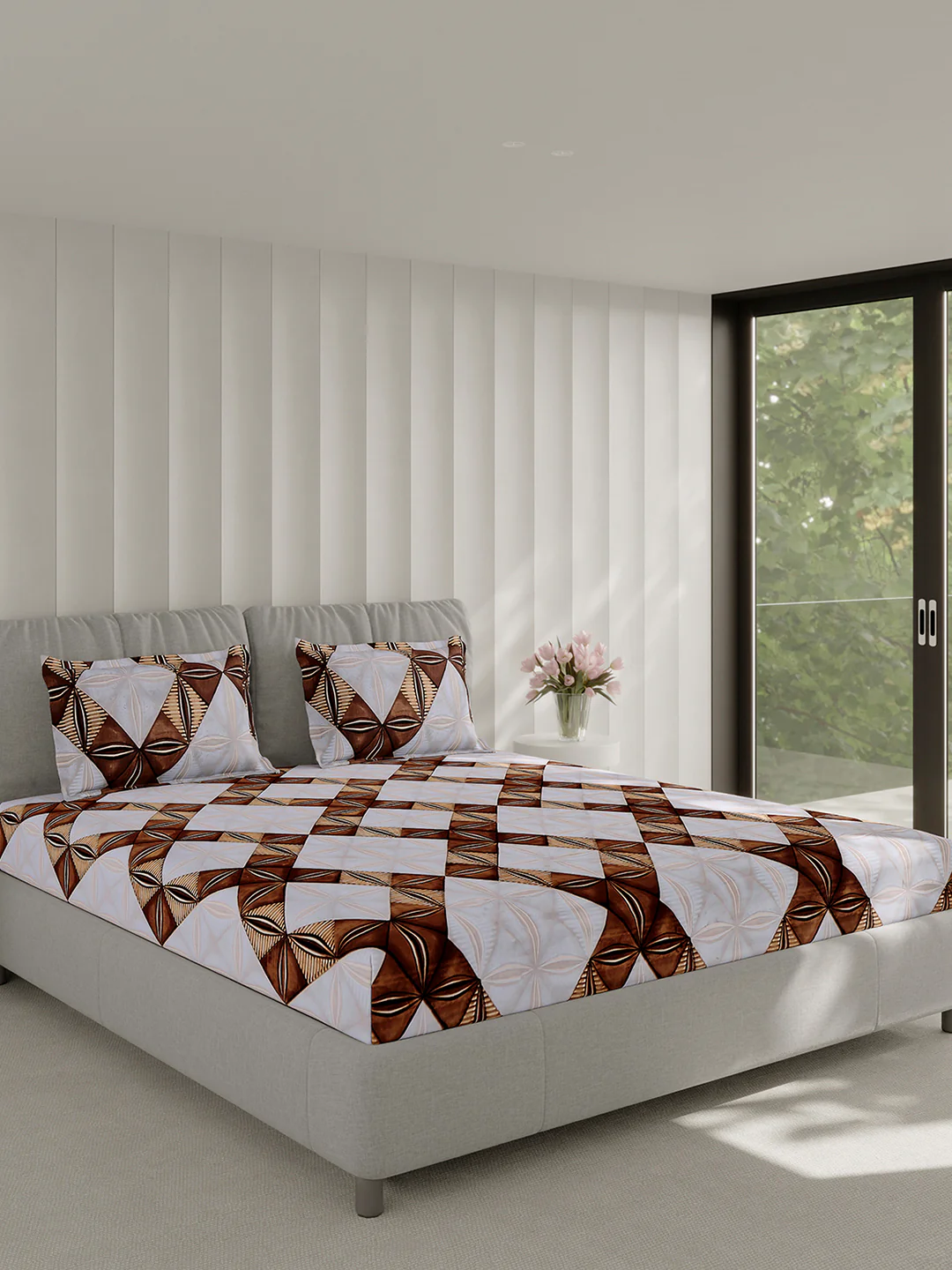 130 GSM Polyester Double Bed 1 Bedsheet with 2 Pillow Covers (Fashnik) - Image 4