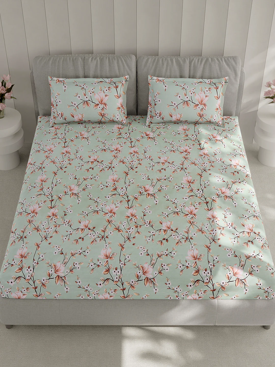130 GSM Polyester Double Bed 1 Bedsheet with 2 Pillow Covers (Fashnik) - Image 2
