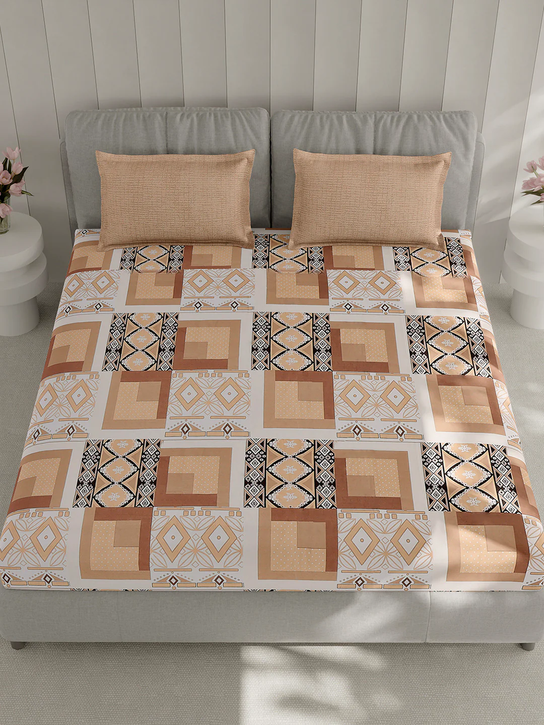 130 GSM Polyester Double Bed 1 Bedsheet with 2 Pillow Covers (Immortal) - Image 2