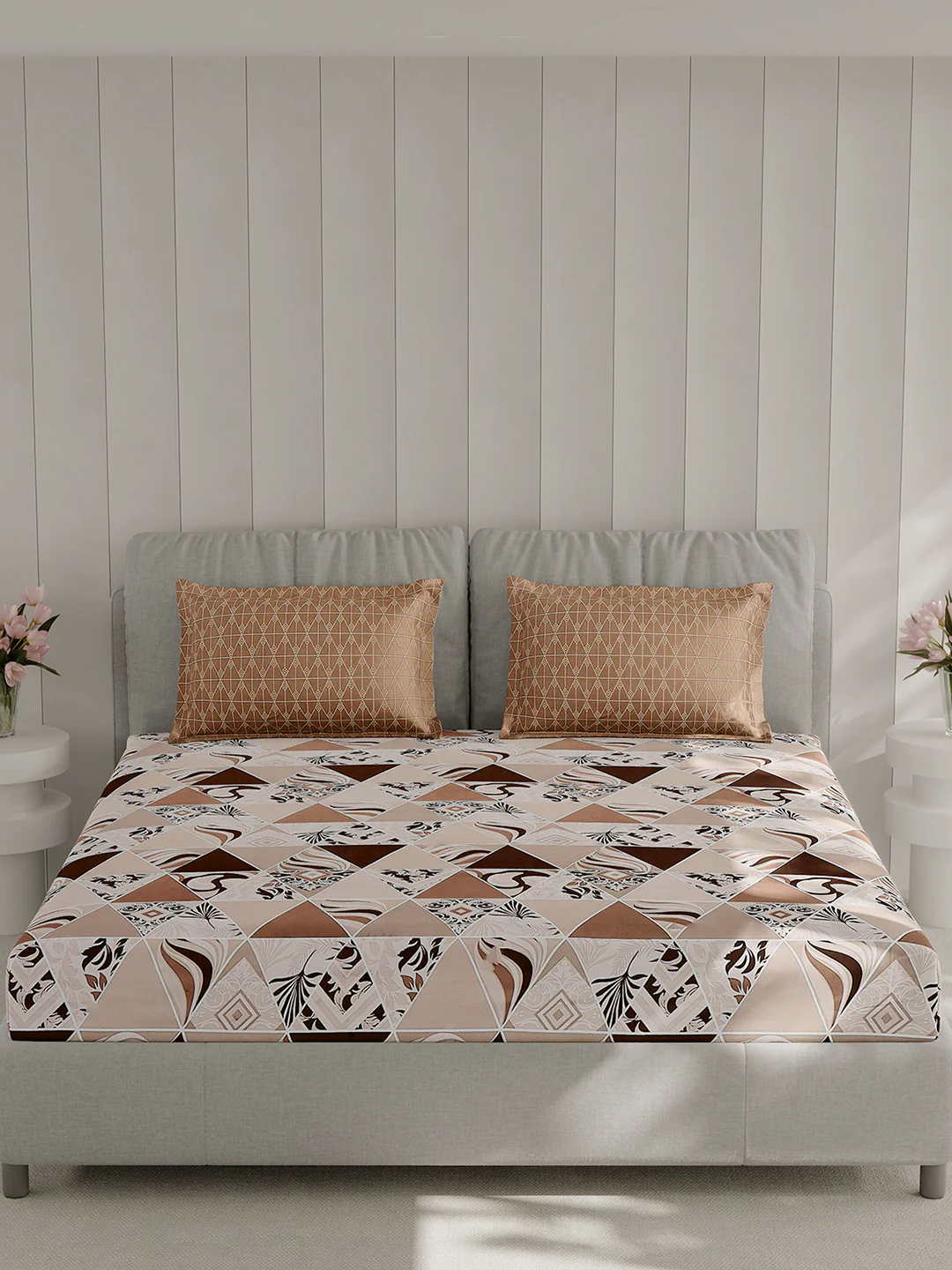 130 GSM Polyester Double Bed 1 Bedsheet with 2 Pillow Covers (Immortal) - Image 3