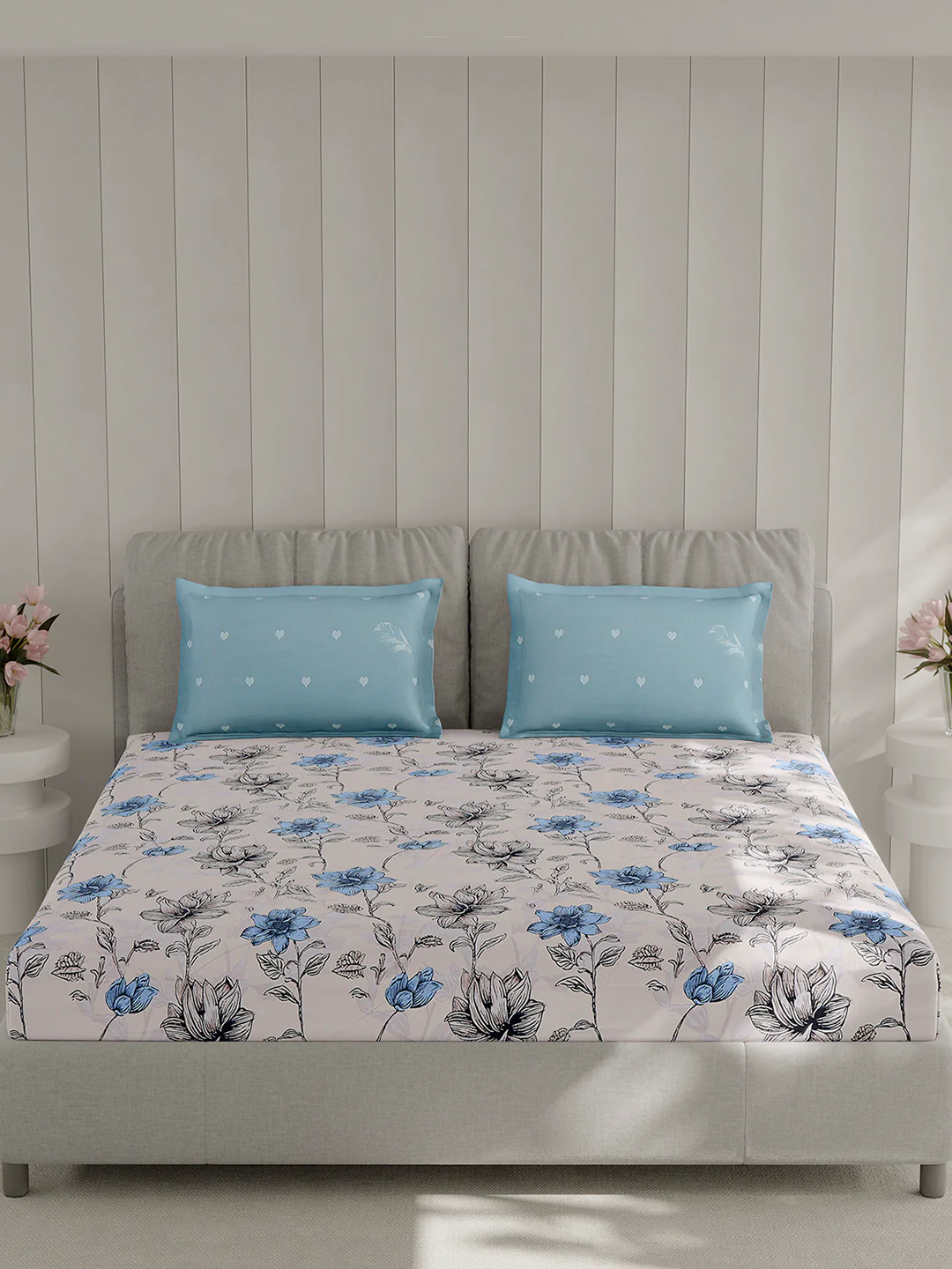 130 GSM Polyester Double Bed 1 Bedsheet with 2 Pillow Covers (Immortal) - Image 3