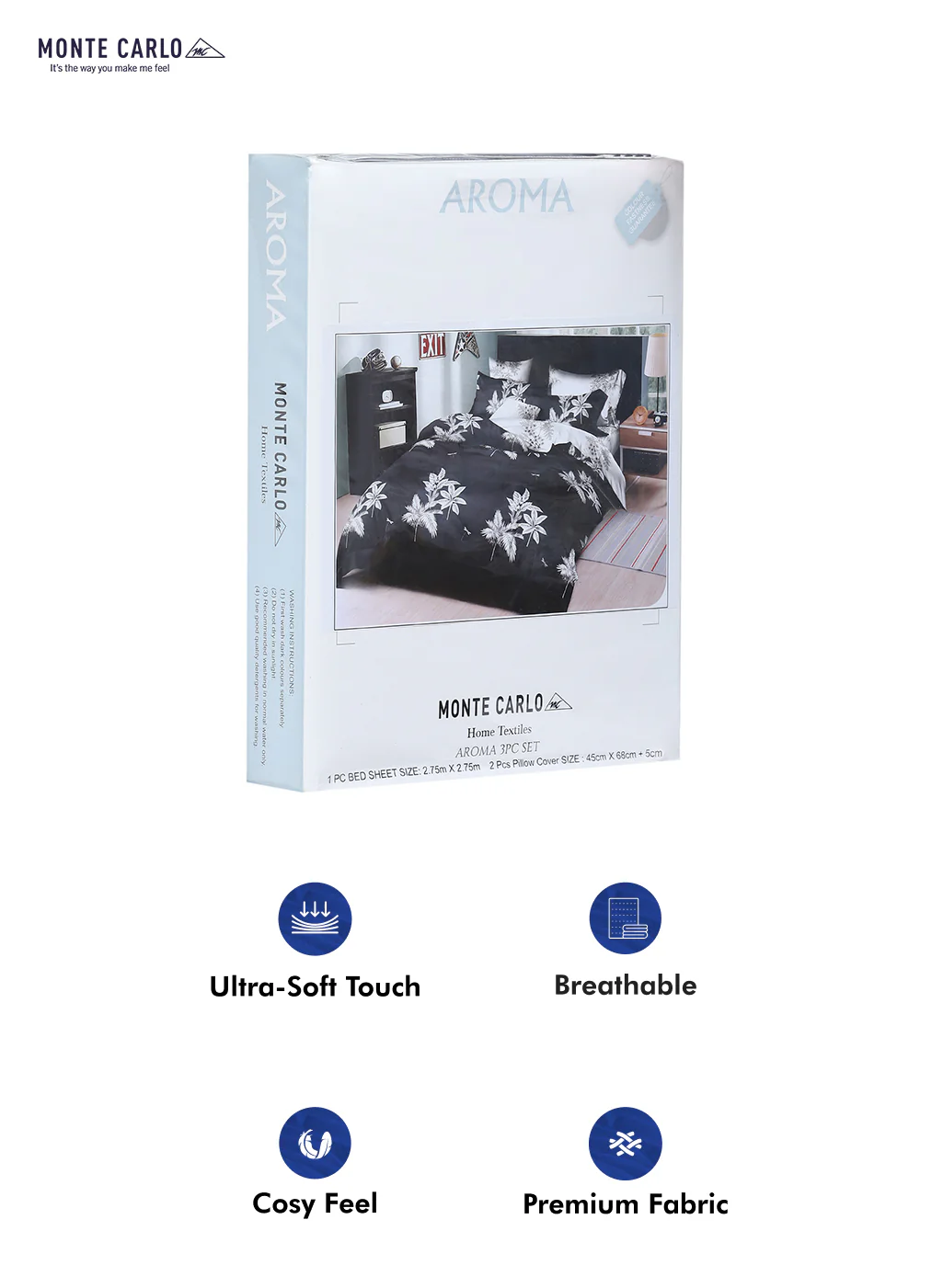 130 GSM Polyester Double Bed Bedsheet with 2 Pillow Covers - Image 10