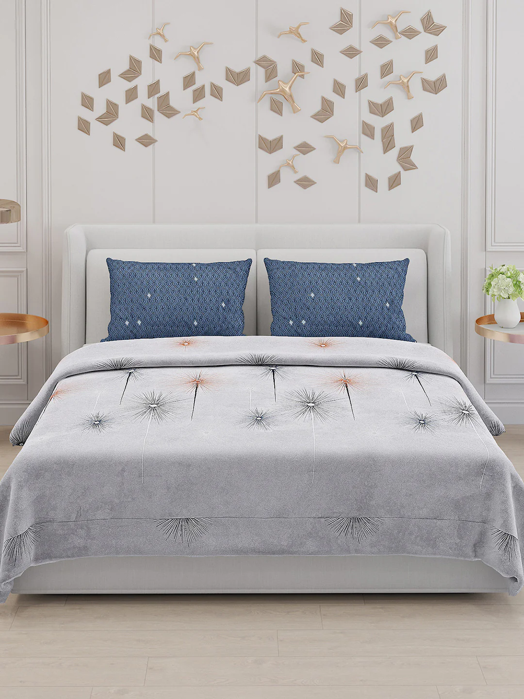 130 GSM Polyester Double Bed Bedsheet with 2 Pillow Covers - Image 3