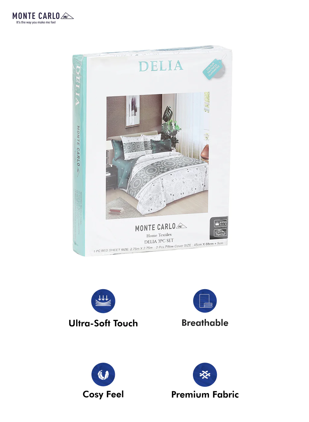 130 GSM Polyester Double Bed Bedsheet with 2 Pillow Covers - Image 10