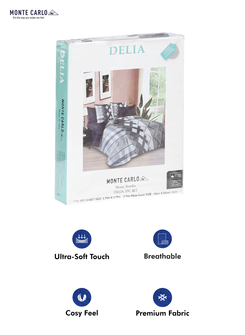 130 GSM Polyester Double Bed Bedsheet with 2 Pillow Covers - Image 10