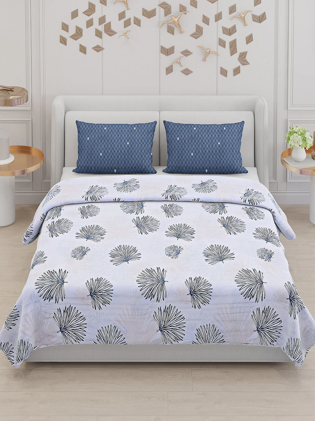 130 GSM Polyester Double Bed Bedsheet with 2 Pillow Covers - Image 2