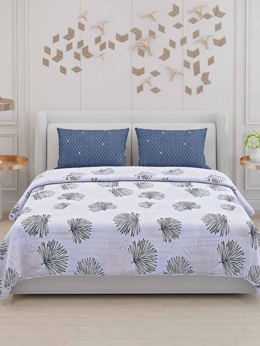 130 GSM Polyester Double Bed Bedsheet with 2 Pillow Covers - Image 3