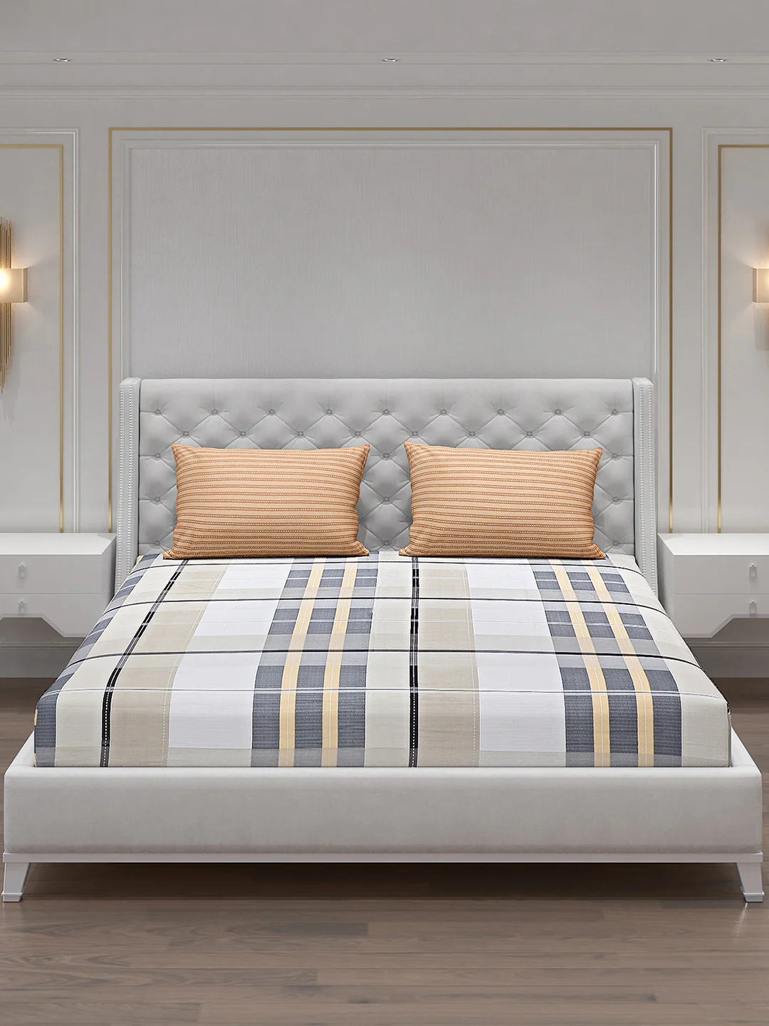 130 GSM Polyester Double Bed Bedsheet with 2 Pillow Covers - Image 3
