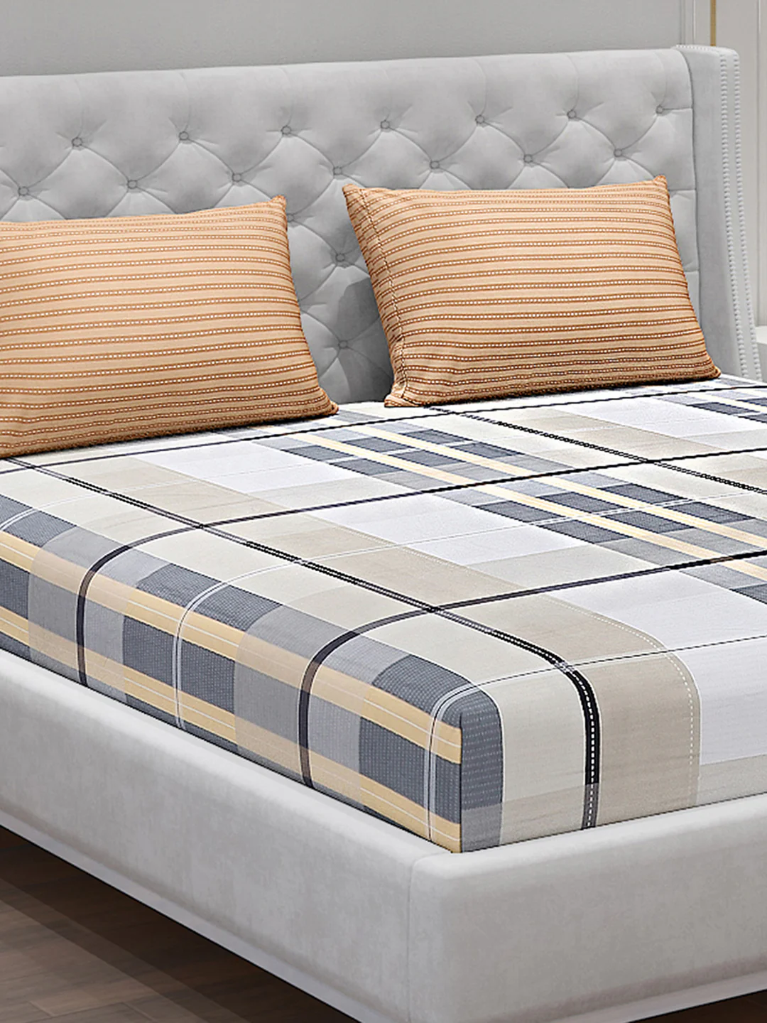 130 GSM Polyester Double Bed Bedsheet with 2 Pillow Covers - Image 5