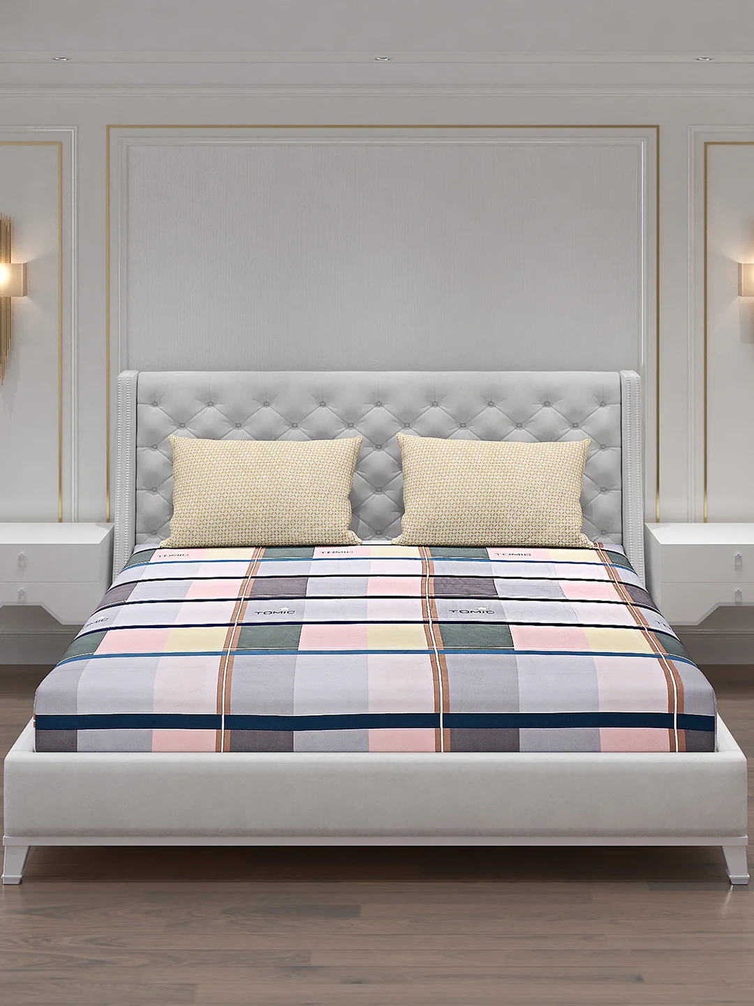 130 GSM Polyester Double Bed Bedsheet with 2 Pillow Covers - Image 3