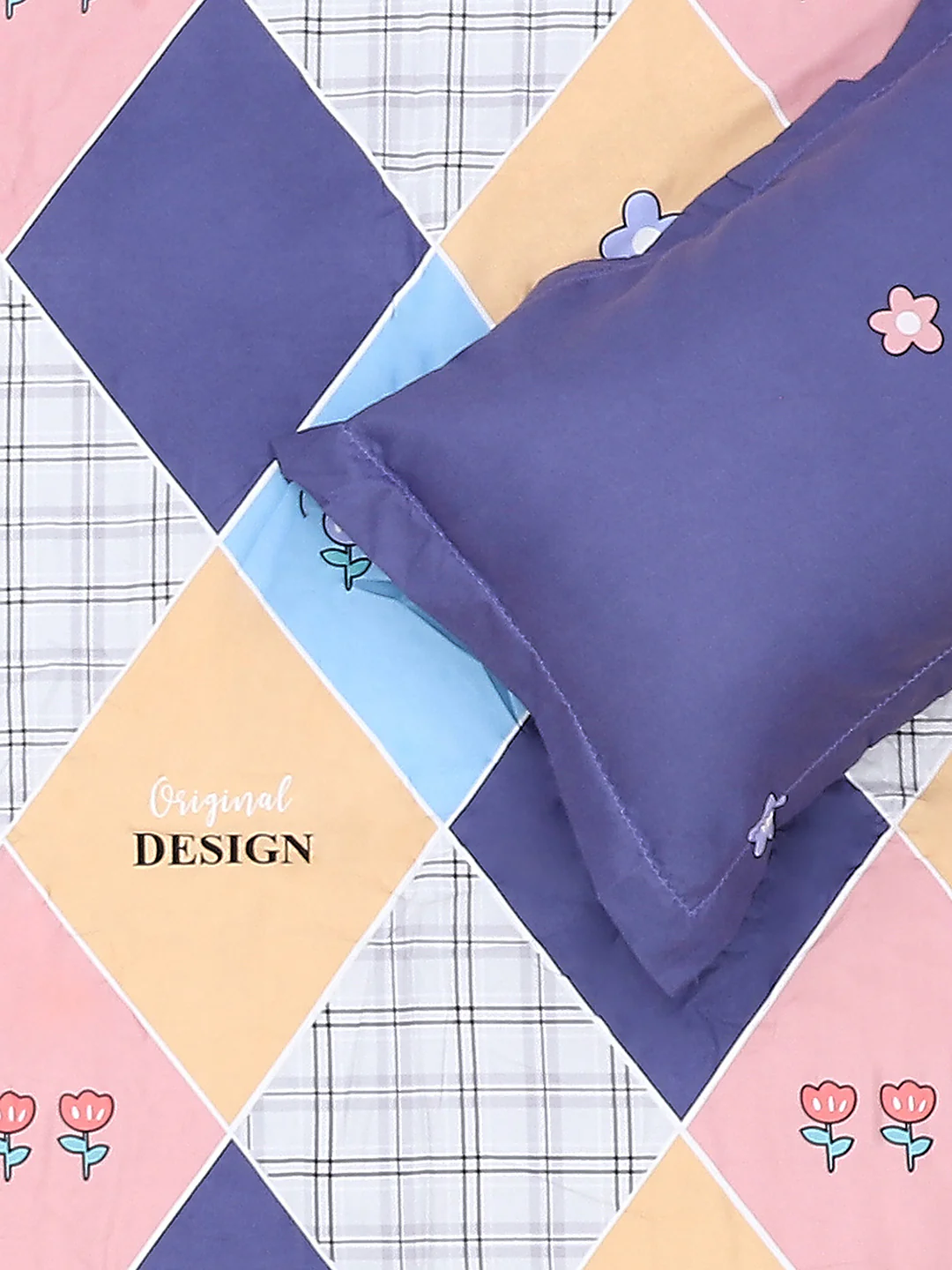 130 GSM Polyester Double Bed Bedsheet with 2 Pillow Covers - Image 6