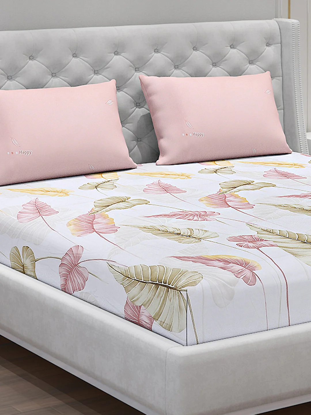 130 GSM Polyester Double Bed Bedsheet with 2 Pillow Covers - Image 5