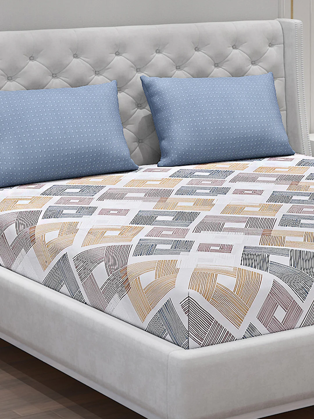 130 GSM Polyester Double Bed Bedsheet with 2 Pillow Covers - Image 5