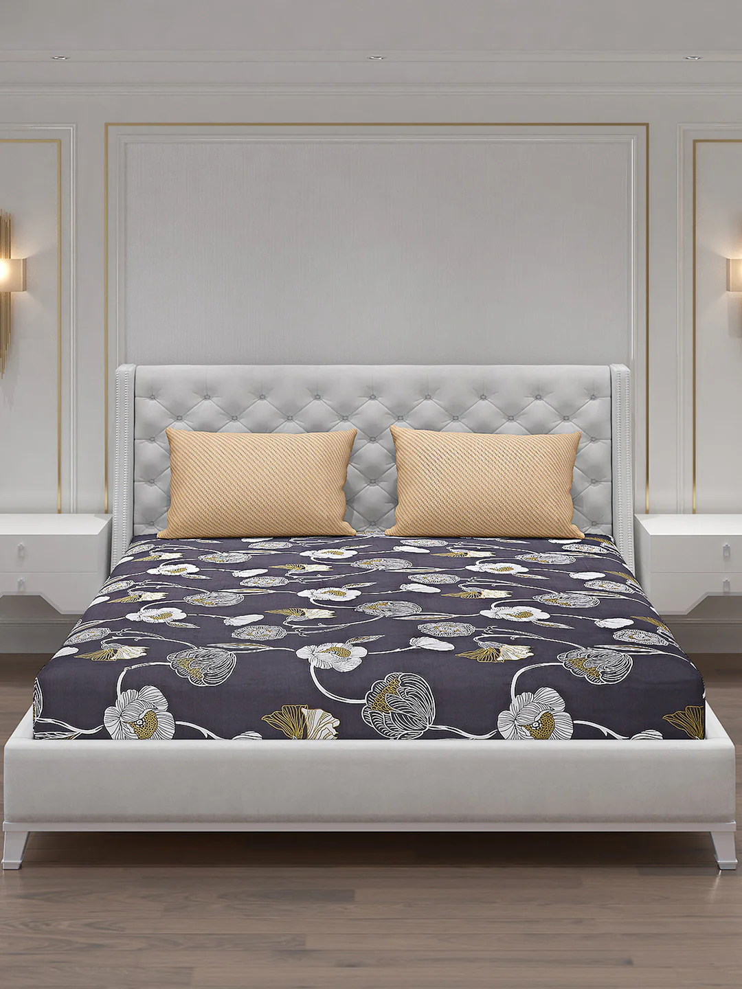 130 GSM Polyester Double Bed Bedsheet with 2 Pillow Covers - Image 3