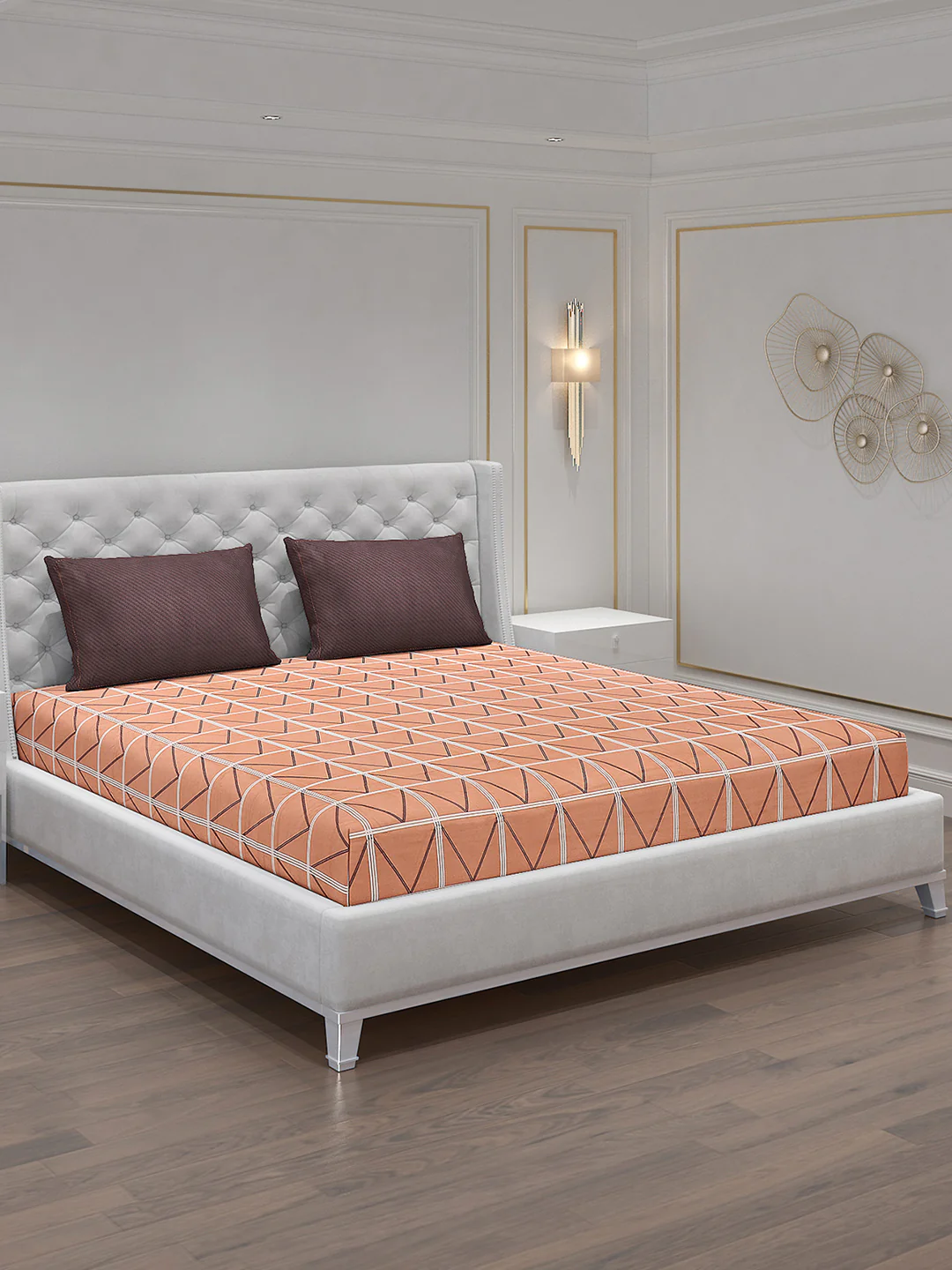 130 GSM Polyester Double Bed Bedsheet with 2 Pillow Covers - Image 2
