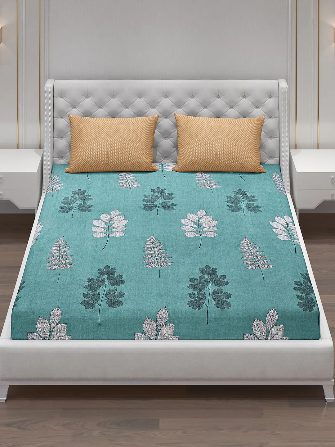 130 GSM Polyester Double Bed Bedsheet with 2 Pillow Covers - Image 2