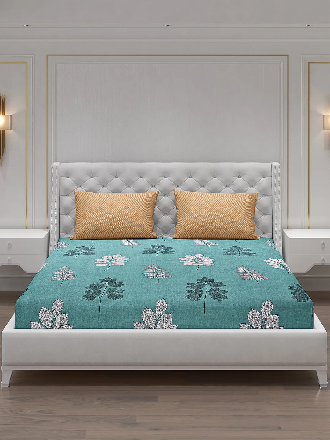 130 GSM Polyester Double Bed Bedsheet with 2 Pillow Covers - Image 3
