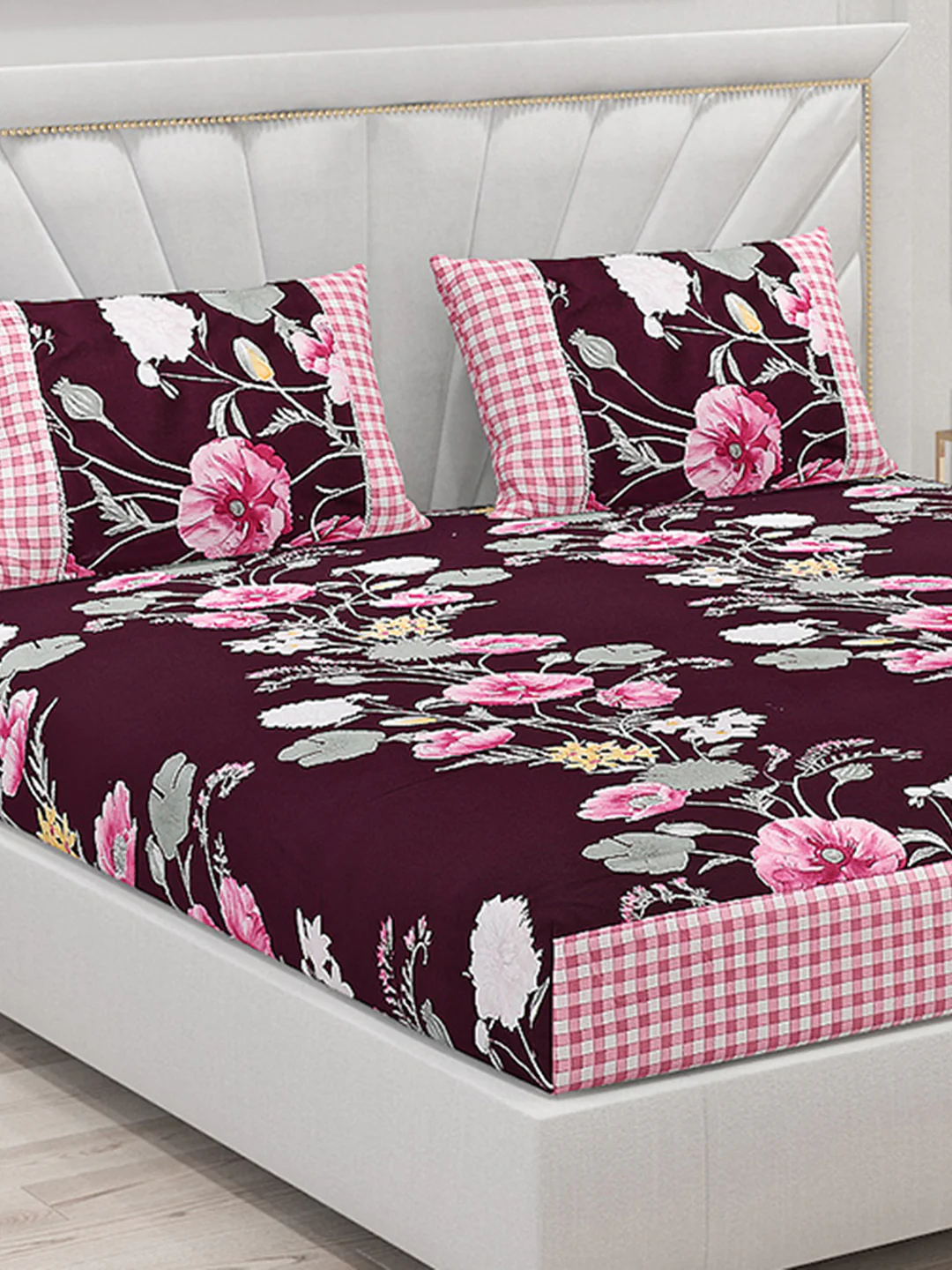 130 GSM Polyester Double Bed Bedsheet with 2 Pillow Covers - Image 5