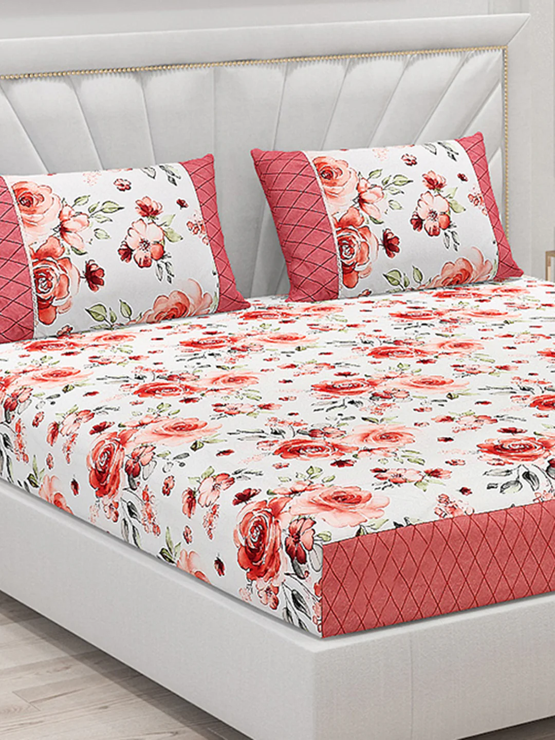 130 GSM Polyester Double Bed Bedsheet with 2 Pillow Covers - Image 5