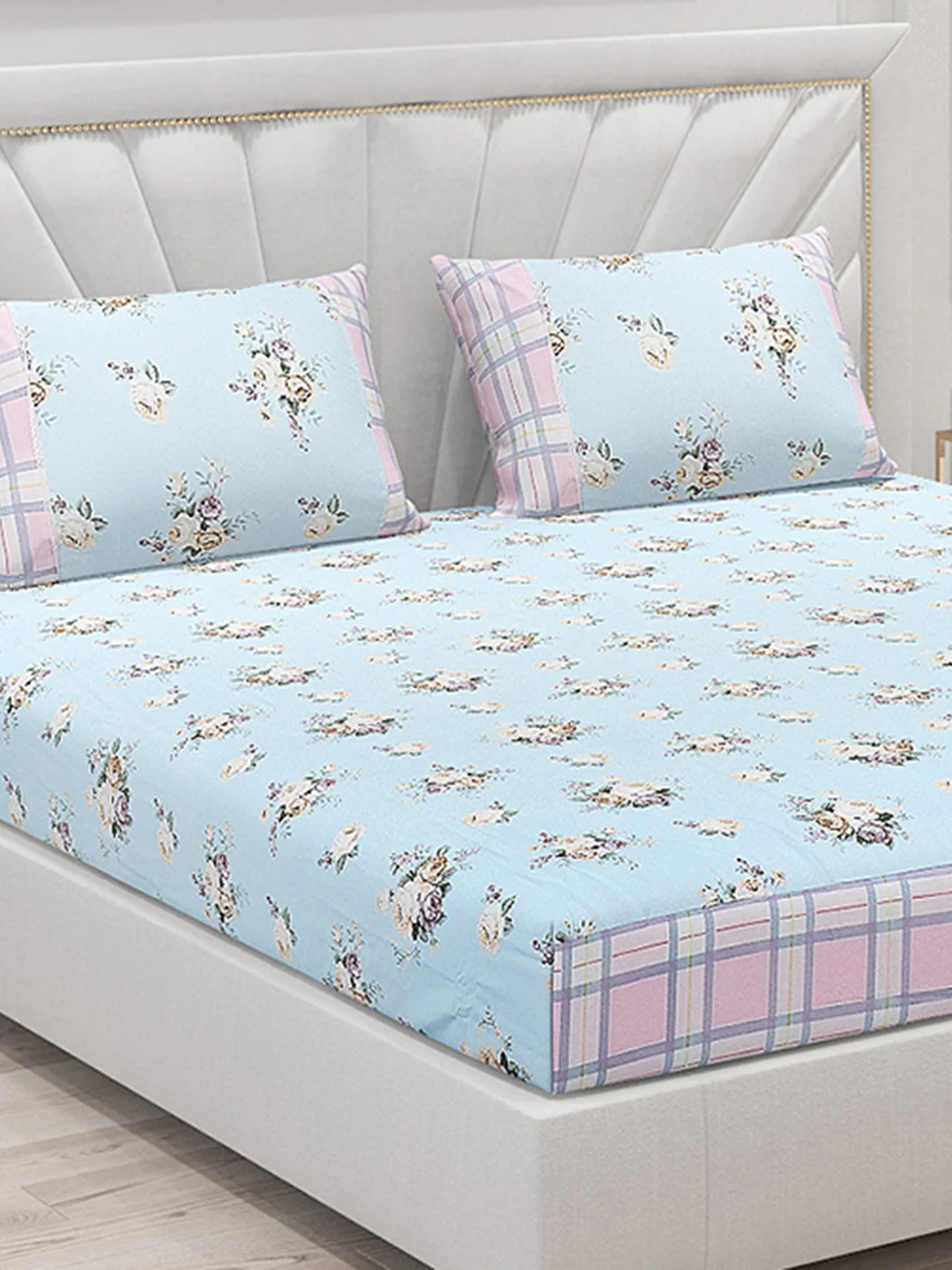 130 GSM Polyester Double Bed Bedsheet with 2 Pillow Covers - Image 5