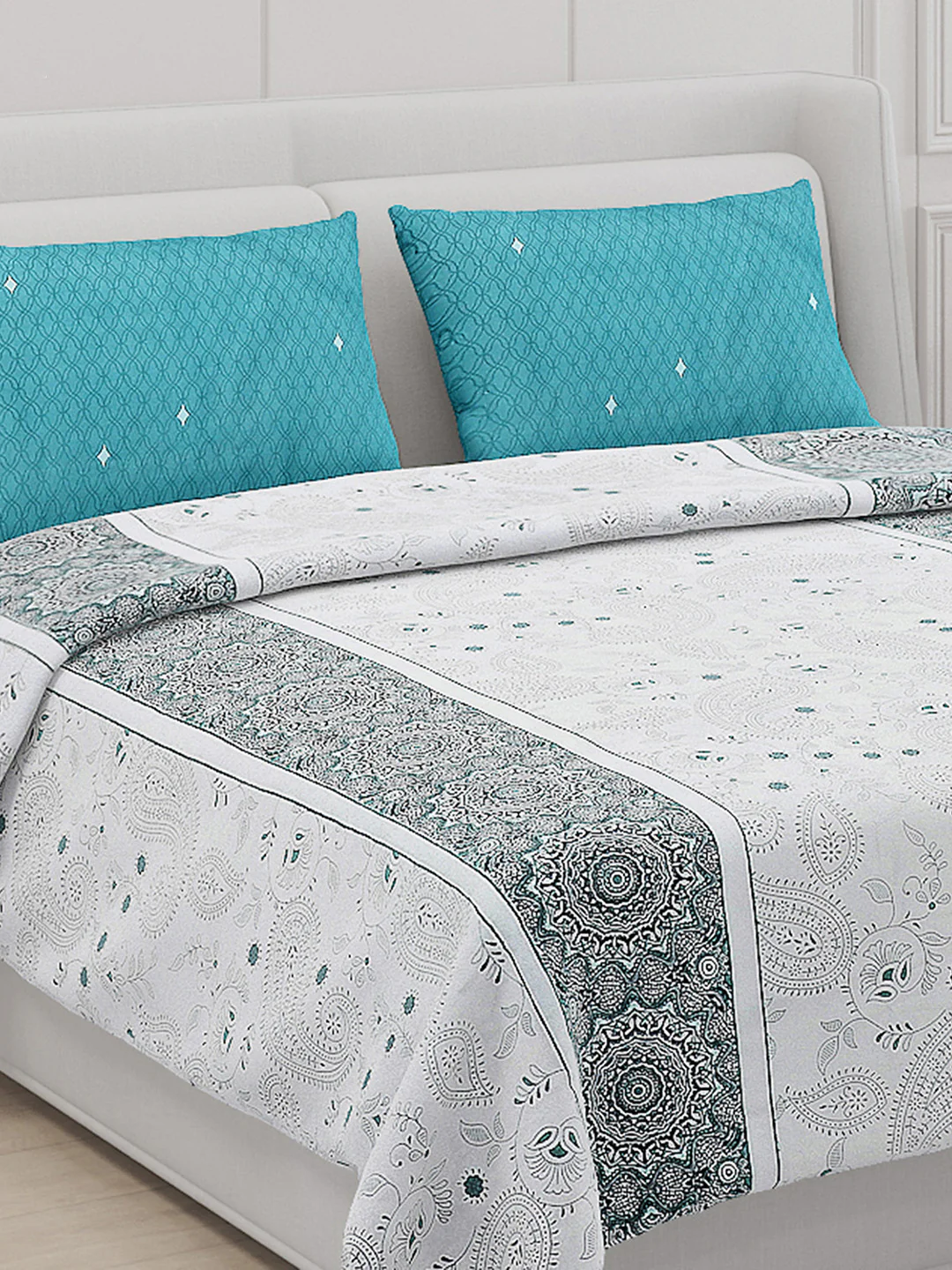 130 GSM Polyester Double Bed Bedsheet with 2 Pillow Covers - Image 5
