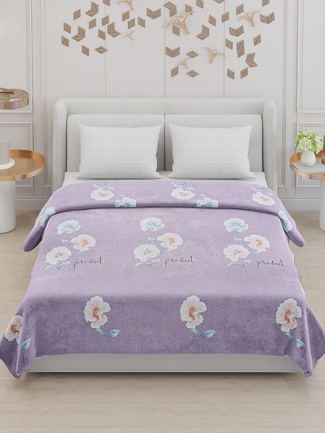130 GSM Polyester Double Bed Bedsheet with 2 Pillow Covers - Image 2
