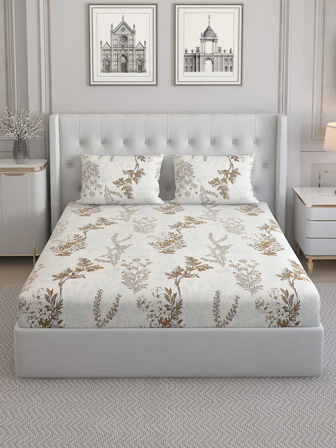 130 GSM  Polyester Double Bed Bedsheet with 2 Pillow Covers - Image 3