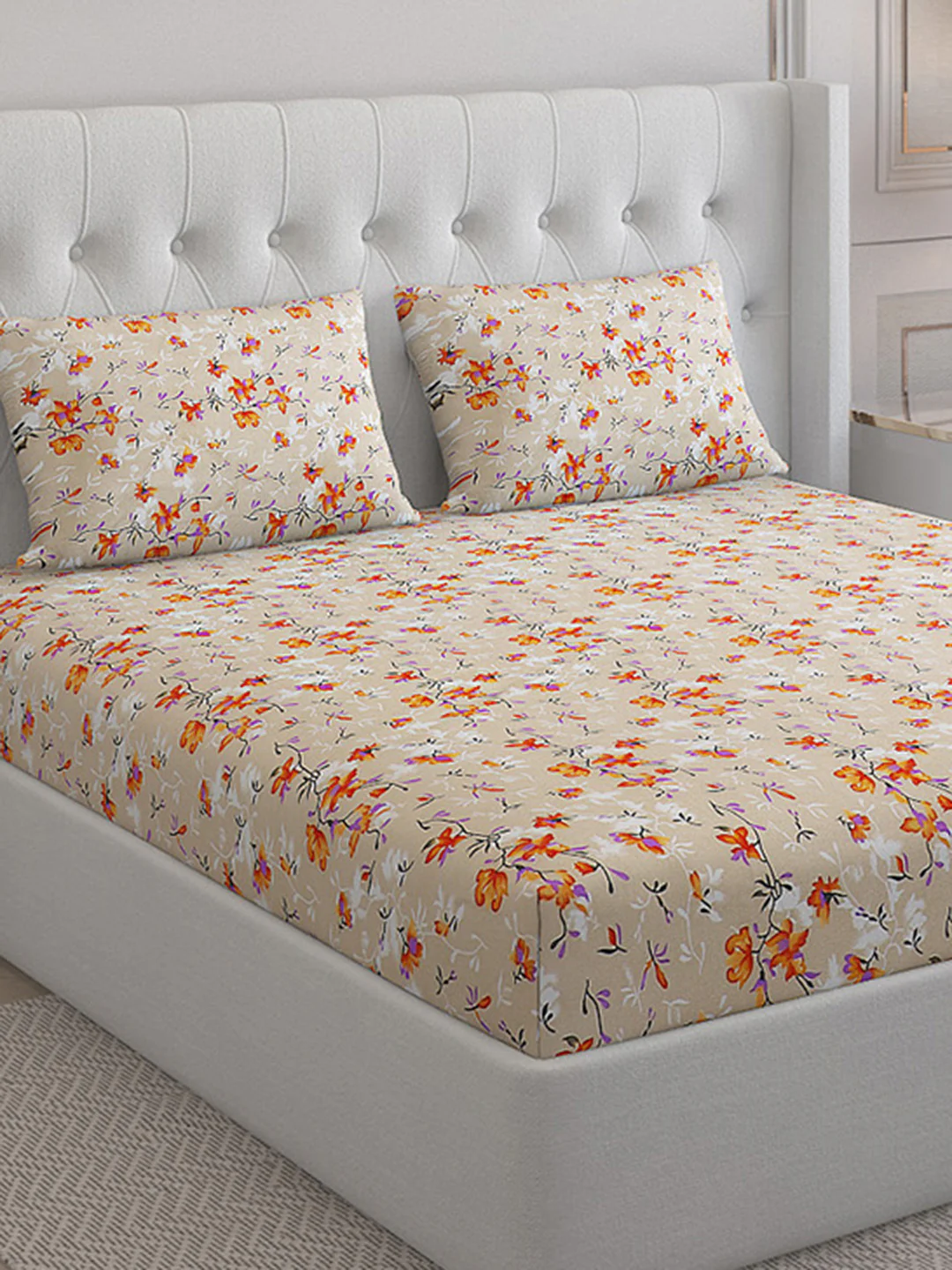130 GSM  Polyester Double Bed Bedsheet with 2 Pillow Covers - Image 5